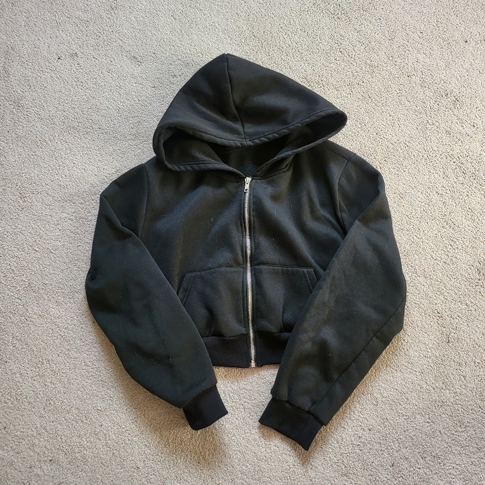 SHEIN Womens Black Zip Up Hoodie